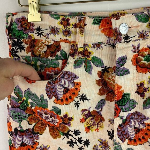Anthropologie Pilcro High Rise Cropped Cigarette Floral 5-Pocket Jeans Size 28 - Picture 5 of 12